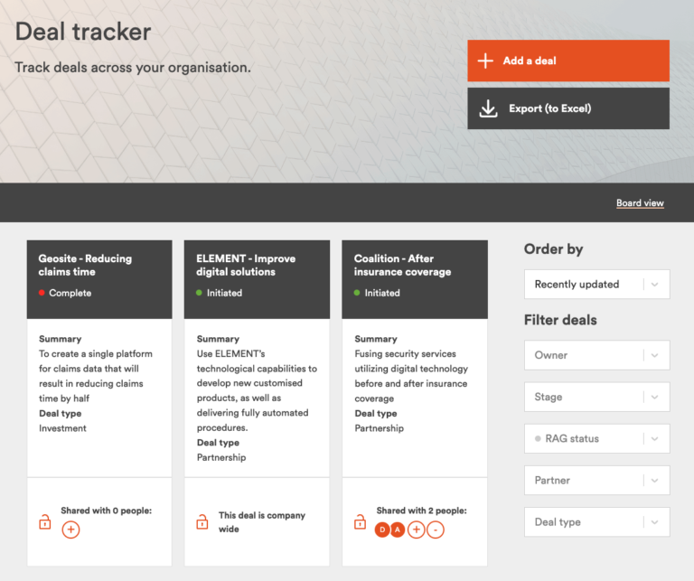 An image showing Sønr's deal tracker